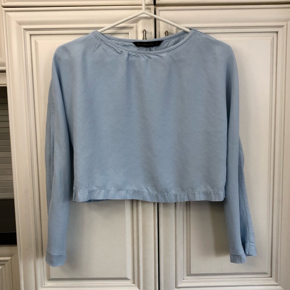 Zara Basic ladies light blue blouse